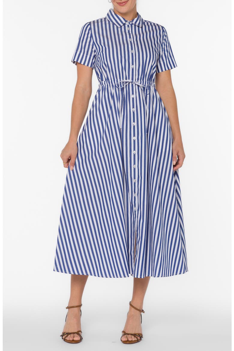 Short Sleeve Midi Shirtdress, Main, color, BLUE BAYOU STRIPE
