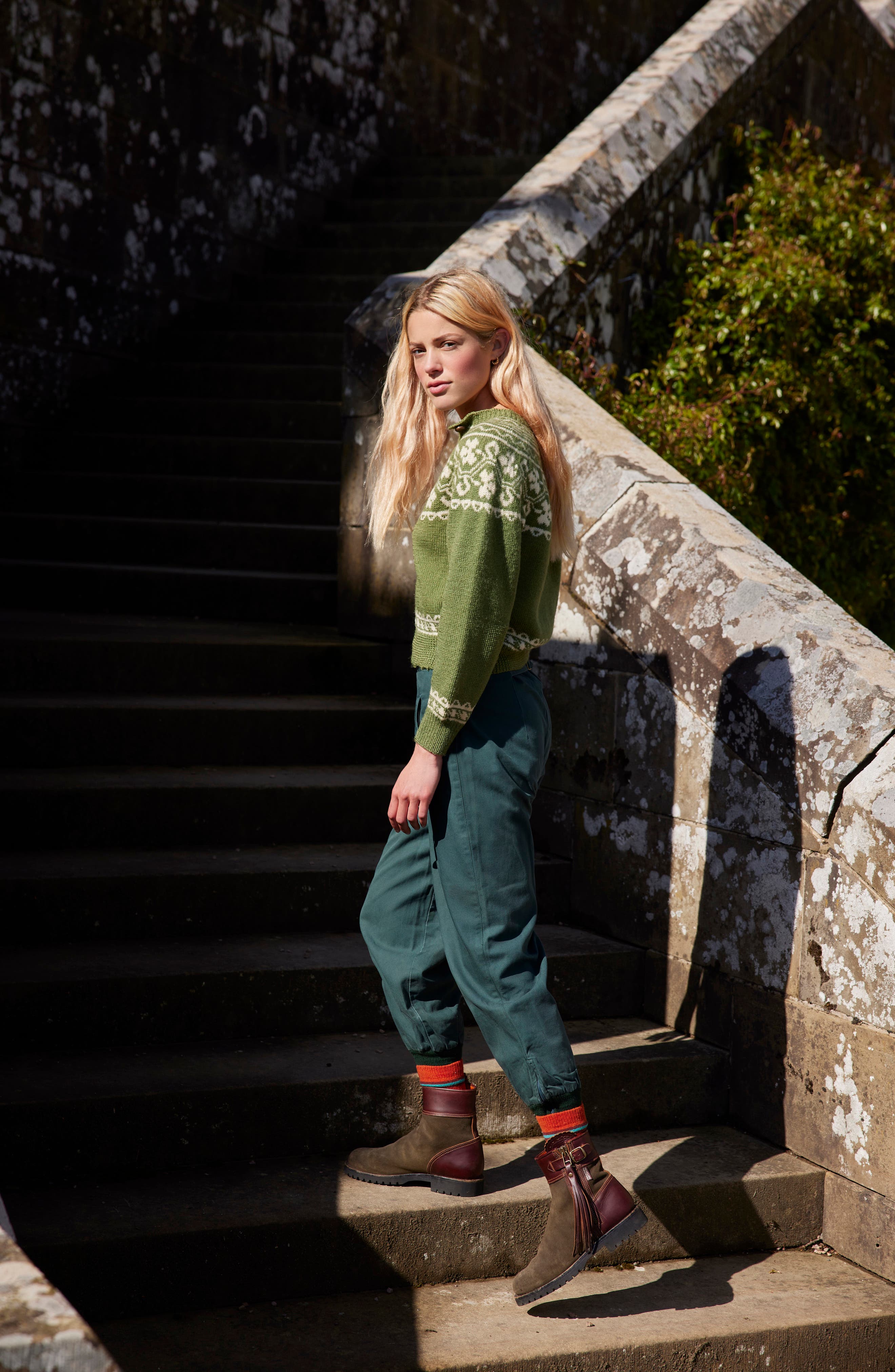 Penelope Chilvers Inclement Waterproof Tassel Bootie, Alternate, color, Seaweed/ Conker