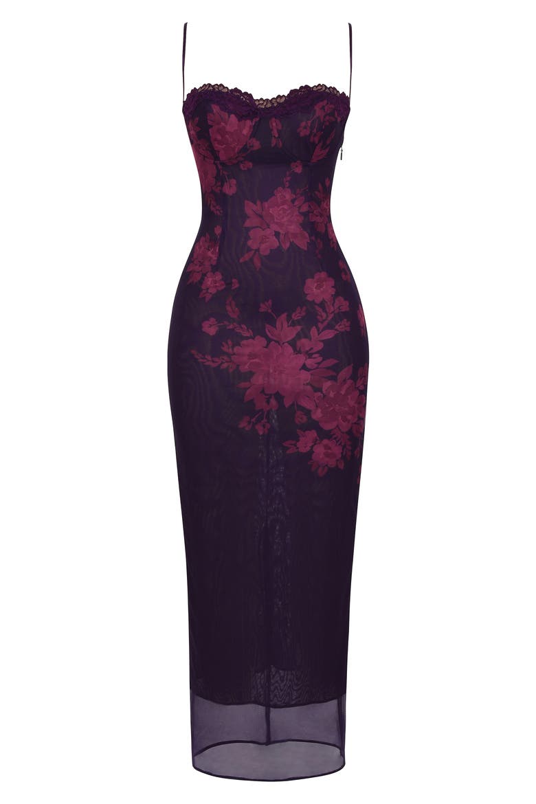 Aiza Floral Underwire Cocktail Dress, Alternate, color, DARK PURPLE