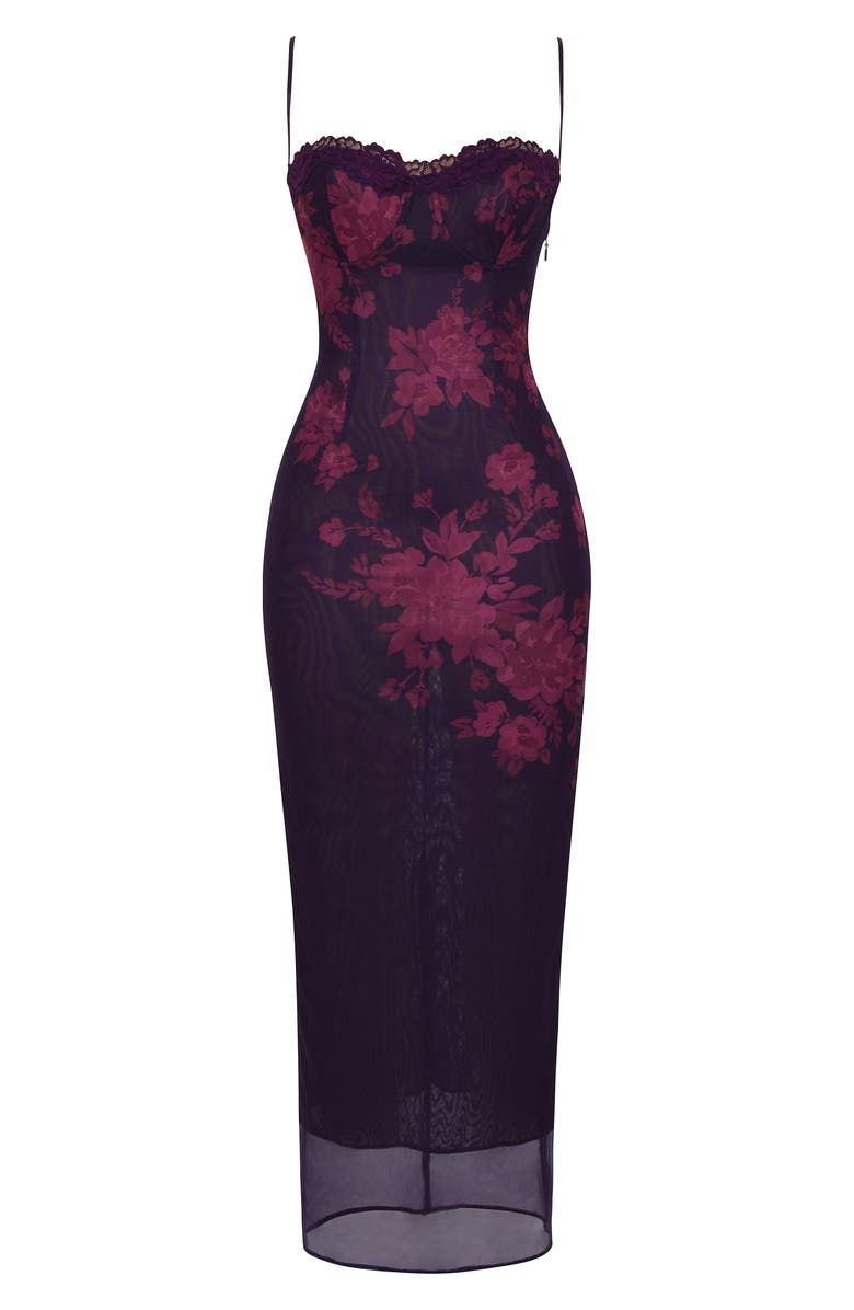 HOUSE OF CB Aiza Floral Underwire Cocktail Dress, Alternate, color, Dark Purple