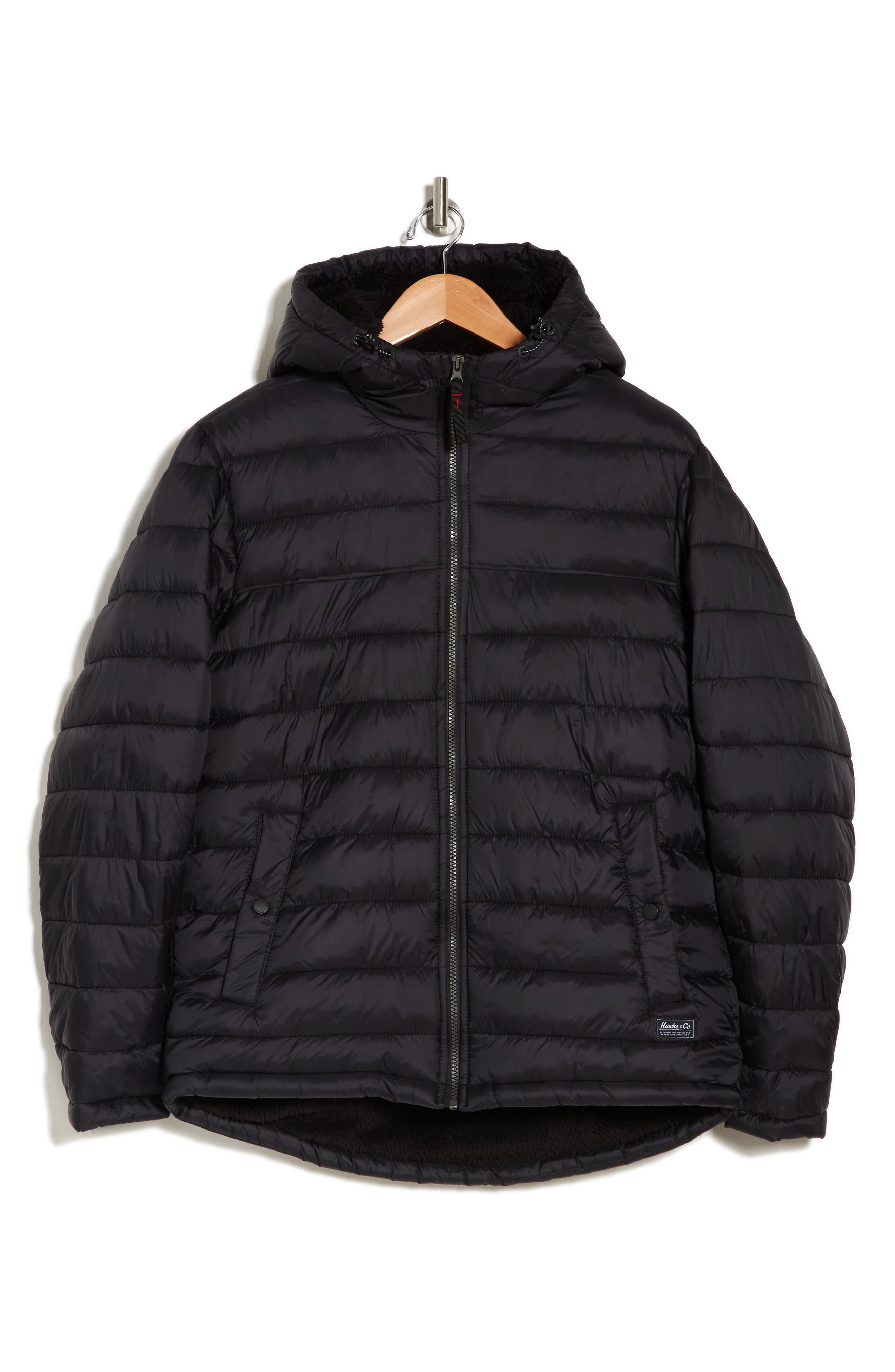 HAWKE & CO Water Resistant Hooded Faux Shearling Lined Puffer Jacket