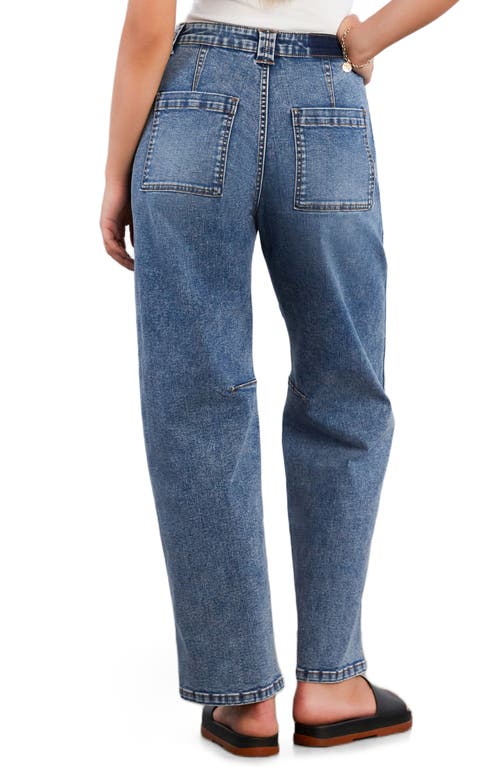 Hint Of Blu Patch Pocket Straight Leg Jeans In Blue