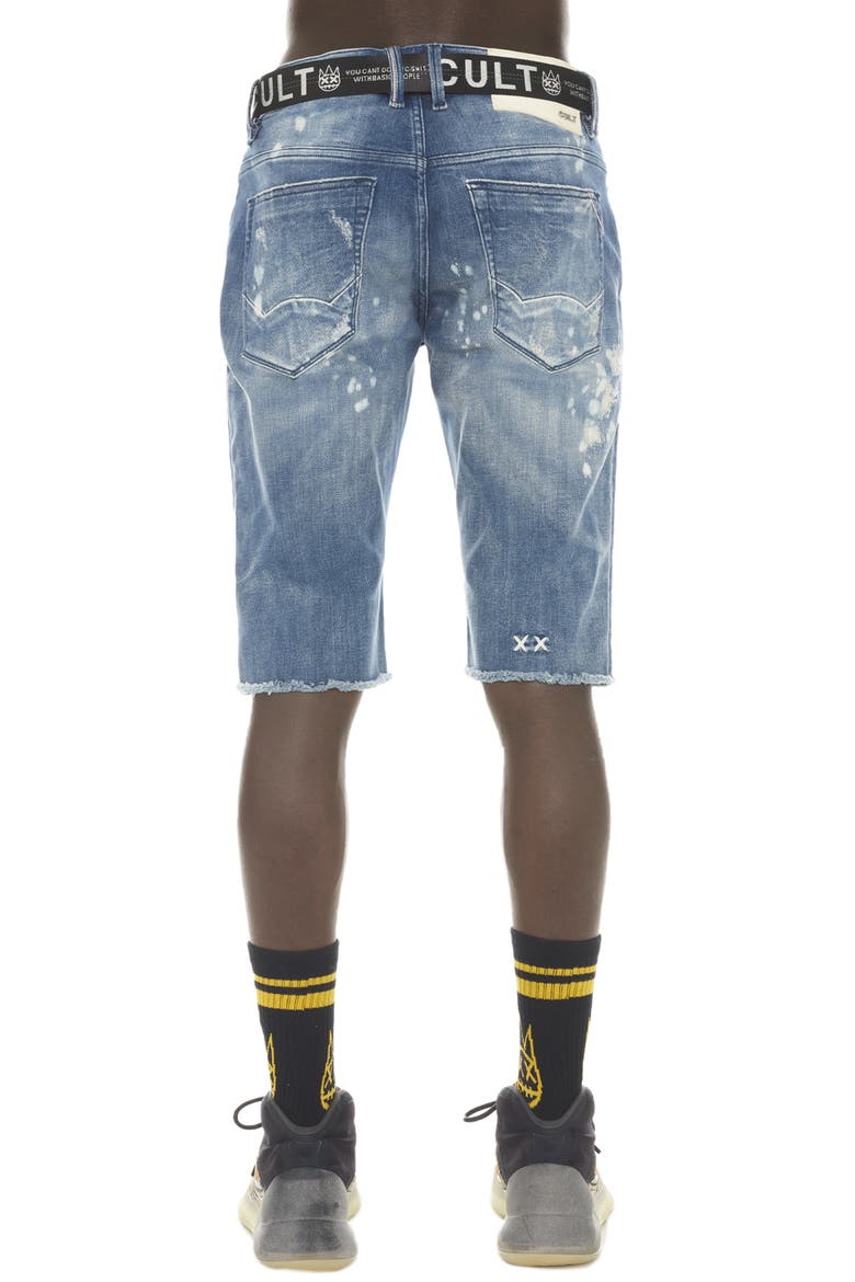 Belted Rocker Slim Fit Denim Shorts, Alternate, color, DUNE