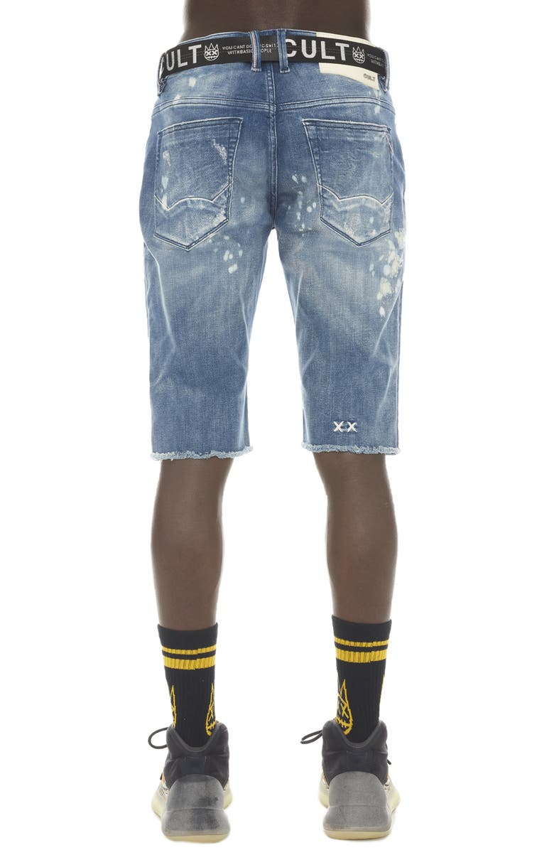 Cult of Individuality Belted Rocker Slim Fit Denim Shorts, Alternate, color, Dune