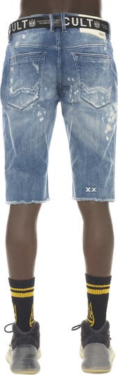 Belted Rocker Slim Fit Denim Shorts