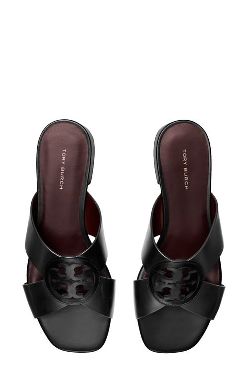 Tory Burch Miller Leather Crisscross Flat Sandals In Perfect Black