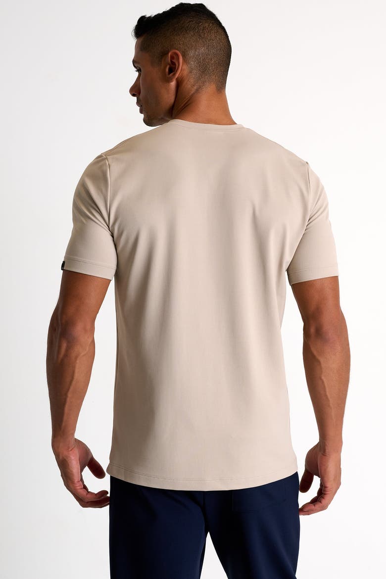 Microfiber V-neck T-shirt, Alternate, color, Beige