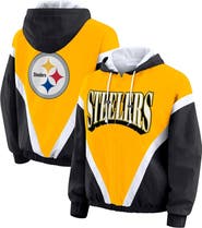 WEAR by Erin Andrews Women's WEAR by Erin Andrews Gold/Black Pittsburgh Steelers Retro Crinkle Full-Zip Hoodie Windbreaker
