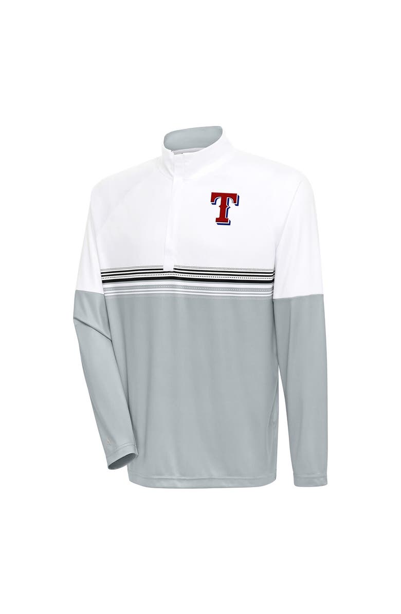 ANTIGUA Men's Antigua White/Black Texas Rangers Bender Quarter-Zip Pullover Top, Main, color, 