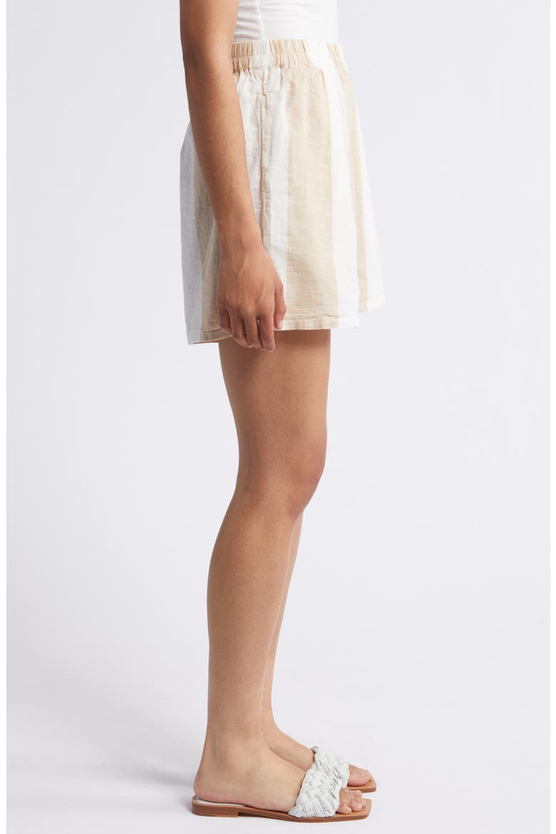 Kelis Stripe Linen & Cotton Shorts, Alternate, color, SAHARA SAND