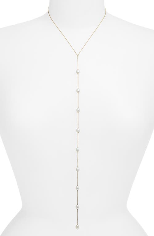 Poppy Finch Cultured Pearl Lariat Necklace in 14K Yellow Gold  product