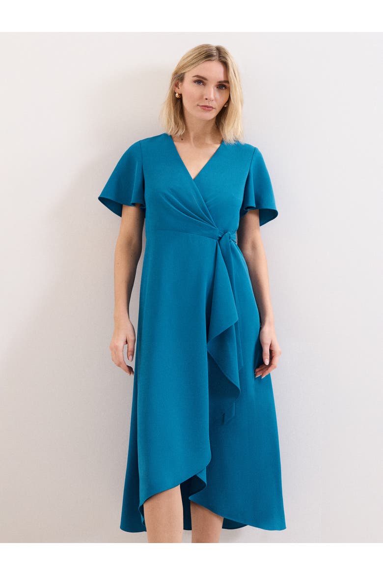 Julissa Short Sleeve Wrap Dress, Alternate, color, Blue