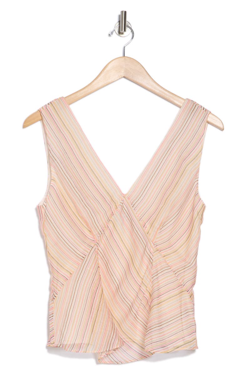 Derek Lam 10 Crosby Alix Stripe Sleeveless Linen & Silk Top, Alternate, color, Peach Multi