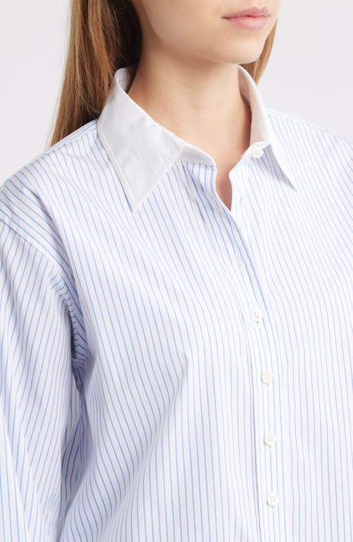 Frame Womens Oxford Blue Multi The Charles Stripe Cotton Shirt In White