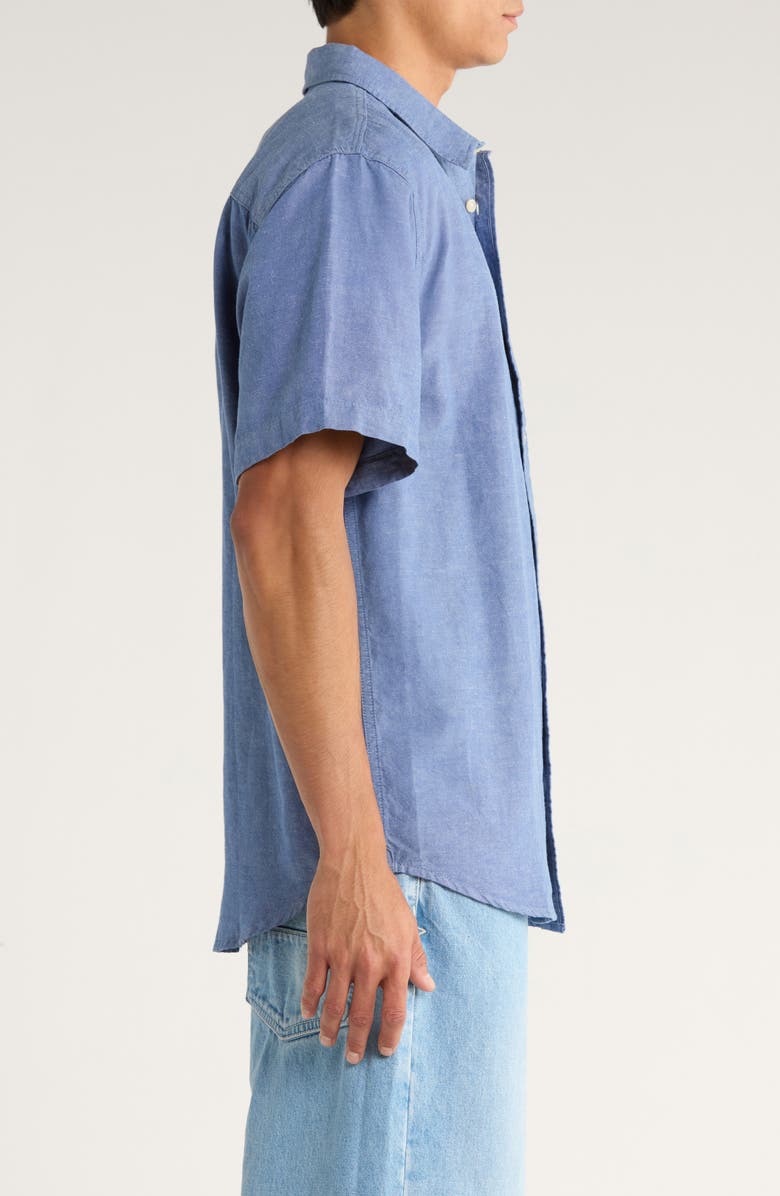 Vans Lawson Short Sleeve Cotton & Linen Button-Up Shirt, Alternate, color, True Navy