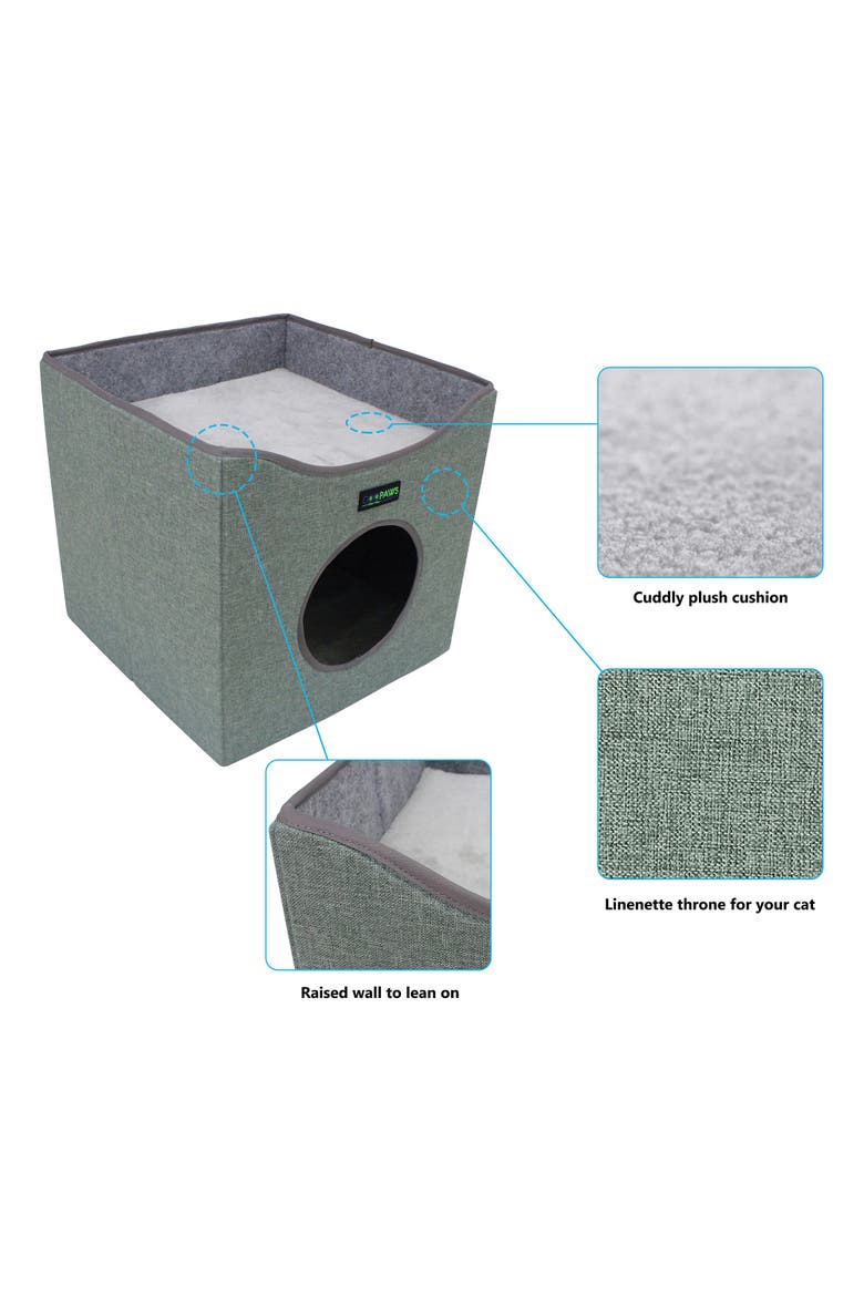 Foldable Cat Condo Sage Green Cube House, Alternate, color, Green