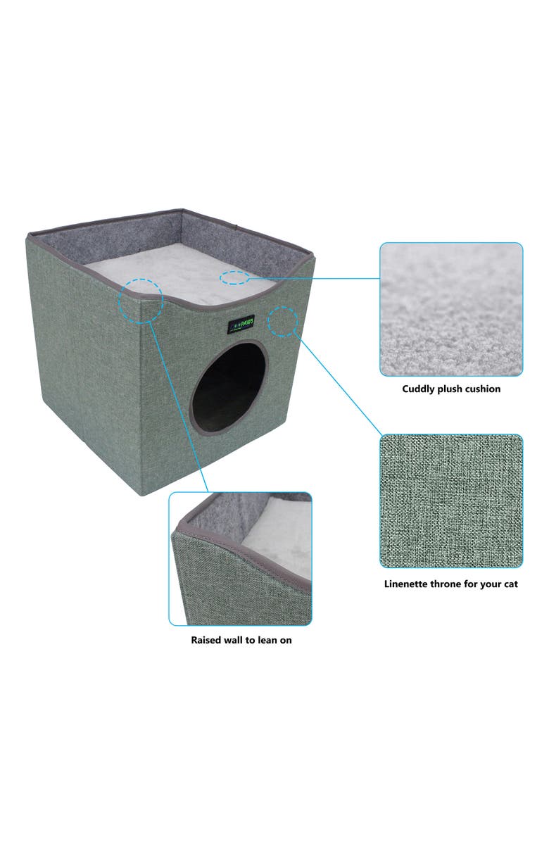 JESPET Foldable Cat Condo Sage Green Cube House, Alternate, color, Green