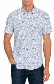 Tulip Floral Short Sleeve Stretch Button-Up Shirt