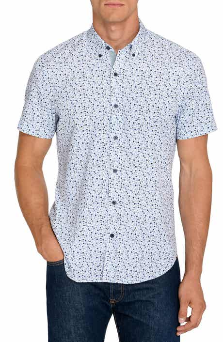 Tulip Floral Short Sleeve Stretch Button-Up Shirt