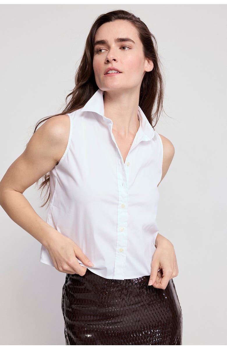 The Shirt by Rochelle Behrens The Boxy Cropped Sleeveless Shirt, Alternate, color, White