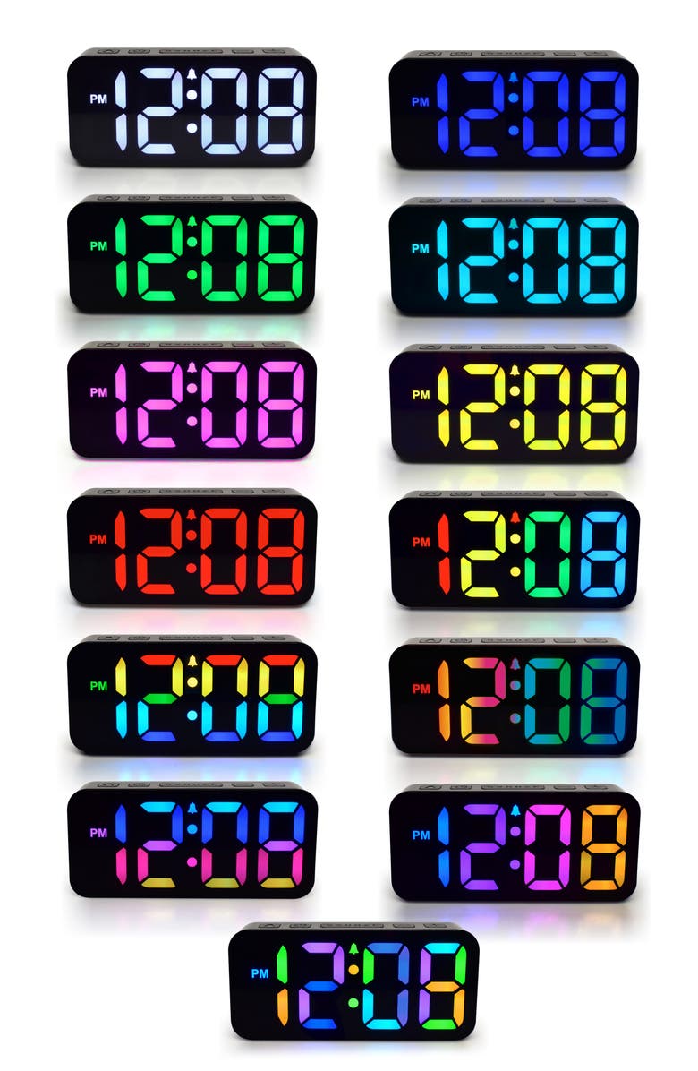Westclox Red/Green/Blue Display Alarm Clock, Alternate, color, Black