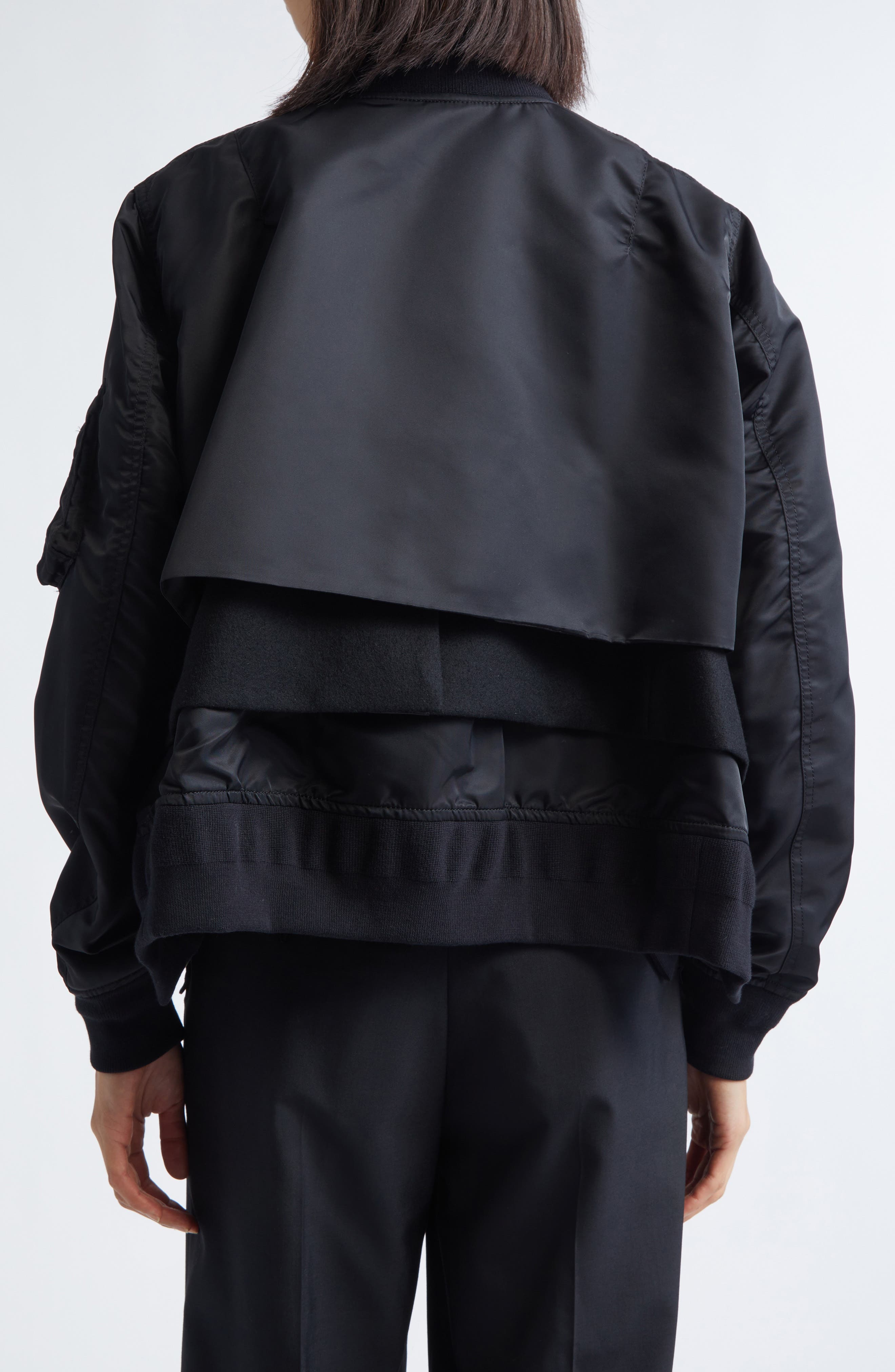 Nylon Twill & Wool Melton Blouson Jacket (Women) | Nordstrom