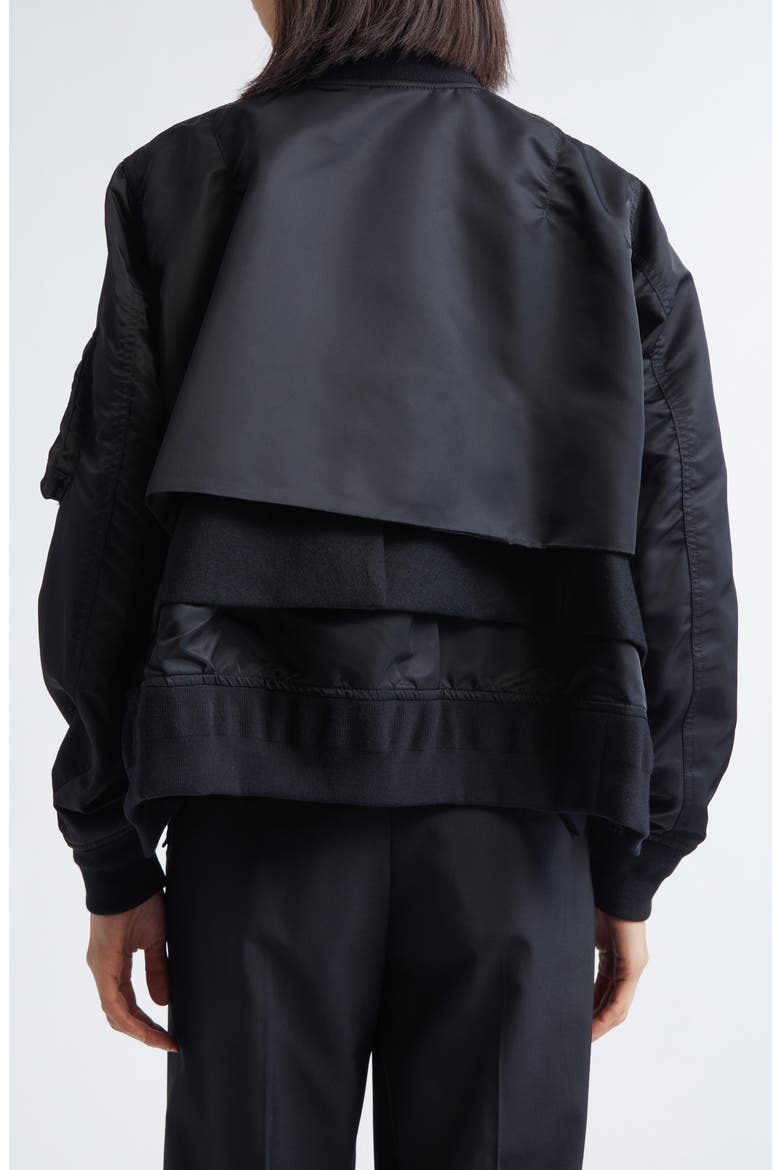 Nylon Twill & Wool Melton Blouson Jacket, Alternate, color, BLACK