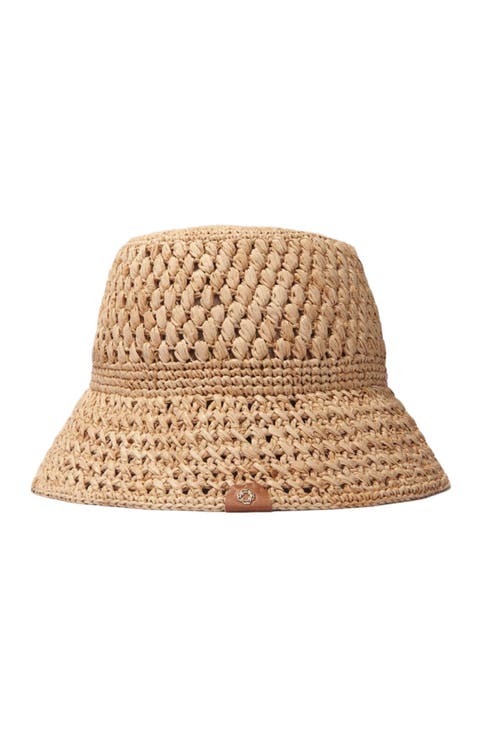 Crochet raffia bucket hat