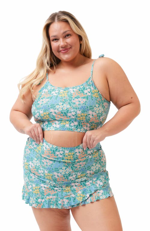 Lime Ricki Swimwear Ruffle Skirt W/ Bottoms In Little Meadow