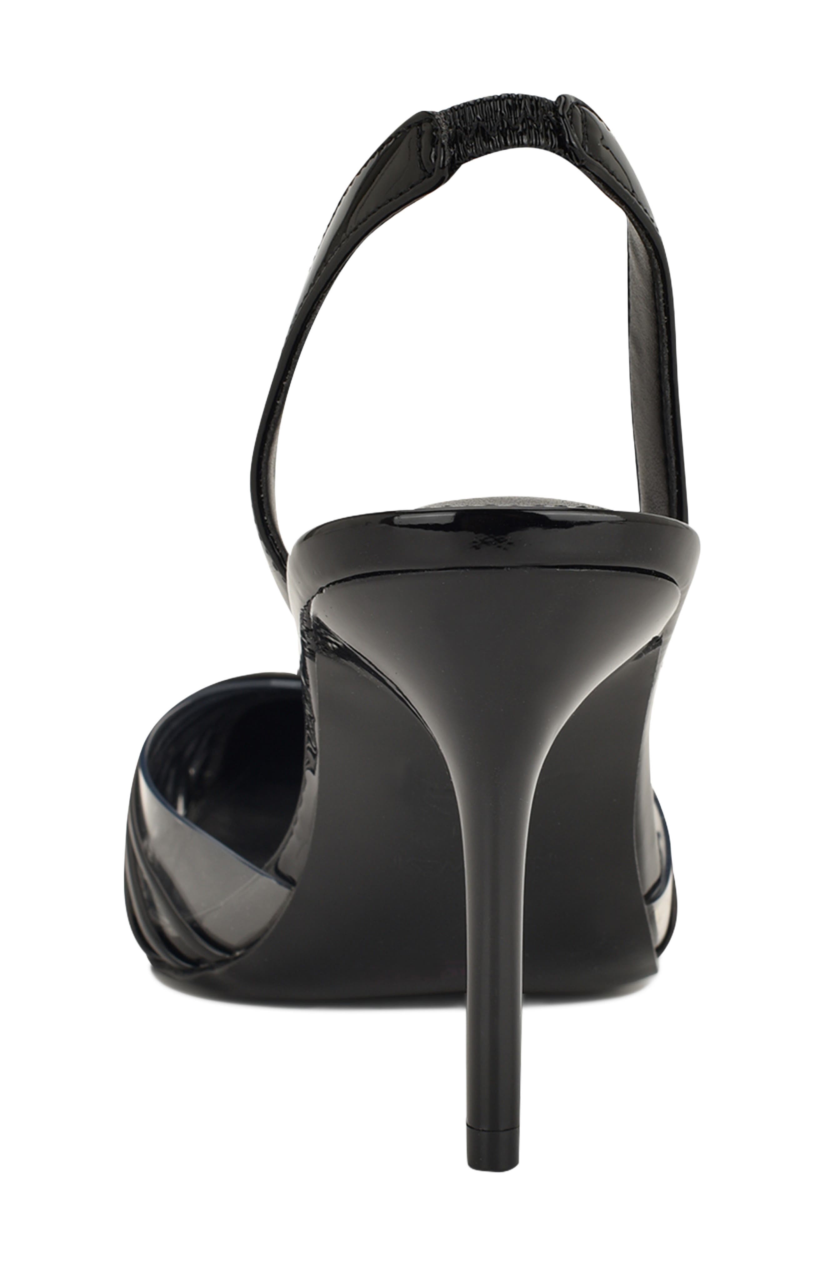 Nine West Pemma Slingback Pointed Cap Toe Pump, Alternate, color, Black