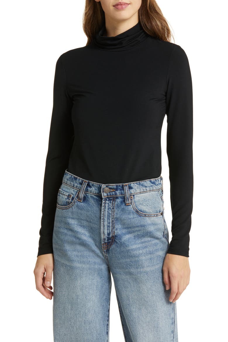 Modal Knit Turtleneck, Main, color, BLACK