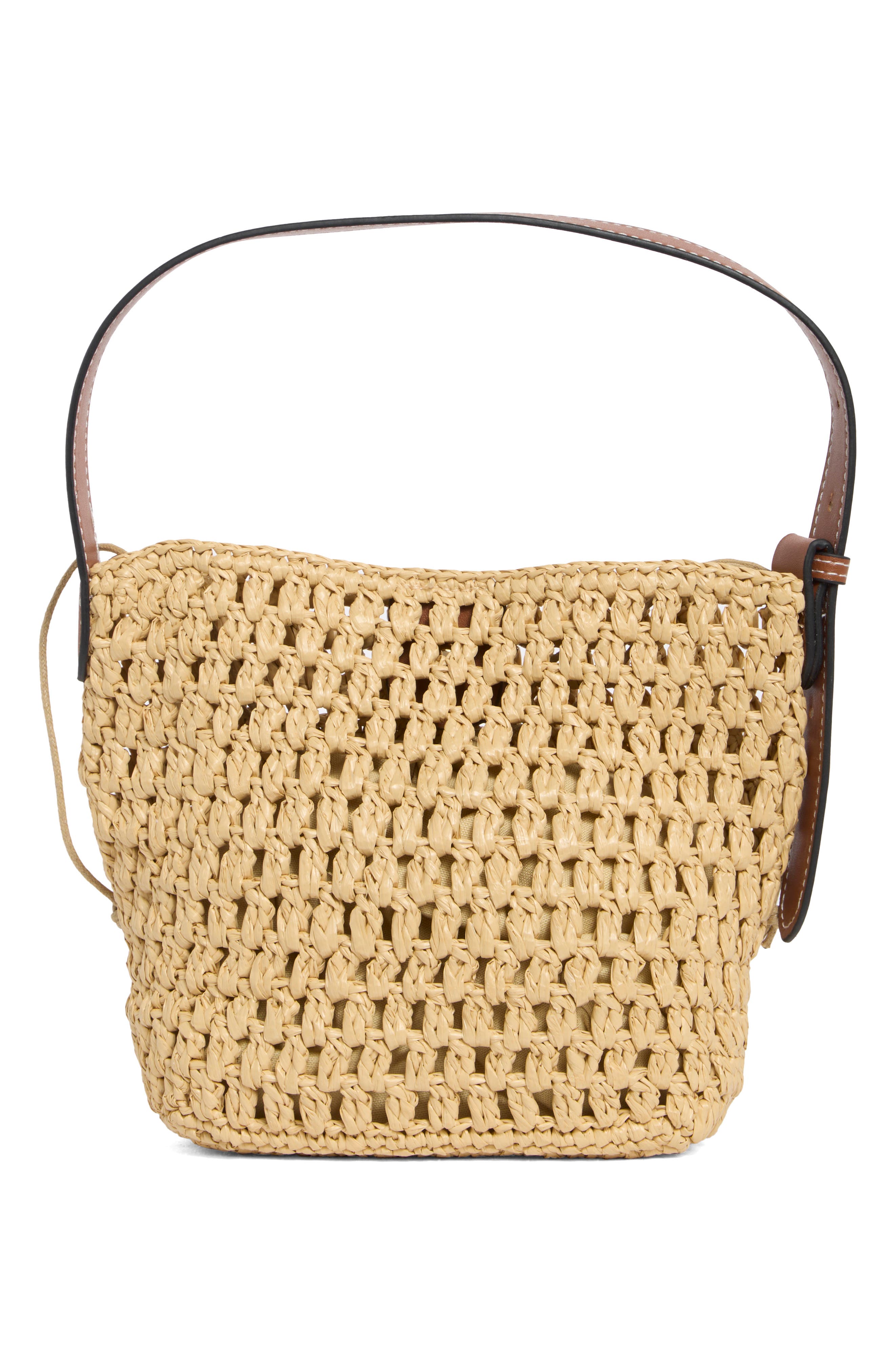 URBAN EXPRESSIONS HANDBAGS Straw Bucket Bag, Alternate, color, Natural Tan