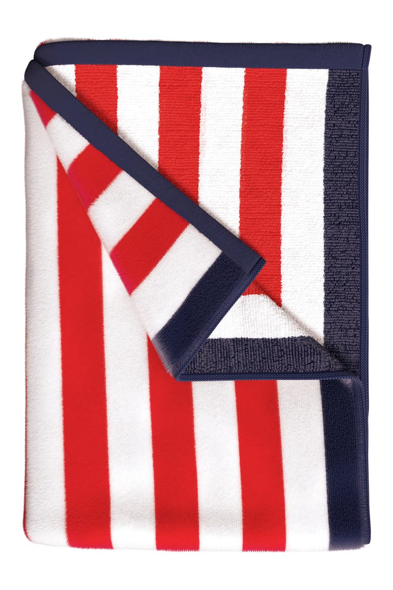 Stripe Oversize Beach Towel, Main, color, RED / NAVY