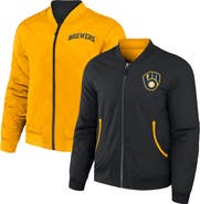 Darius Rucker Collection by Fanatics Men's Darius Rucker Collection by Fanatics Black/Gold Milwaukee Brewers Reversible Full-Zip Bomber Jacket