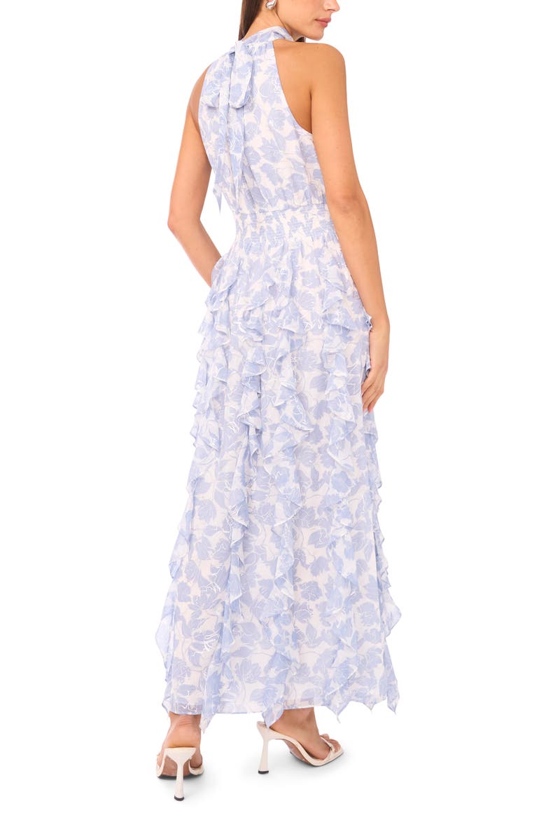 Flounce Cascading Maxi Dress, Alternate, color, RIVIERA WASH