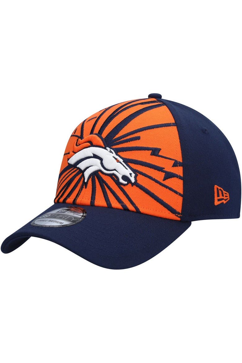 Men's New Era Orange/Navy Denver Broncos Shattered 39THIRTY Flex Hat, Main, color, Orange