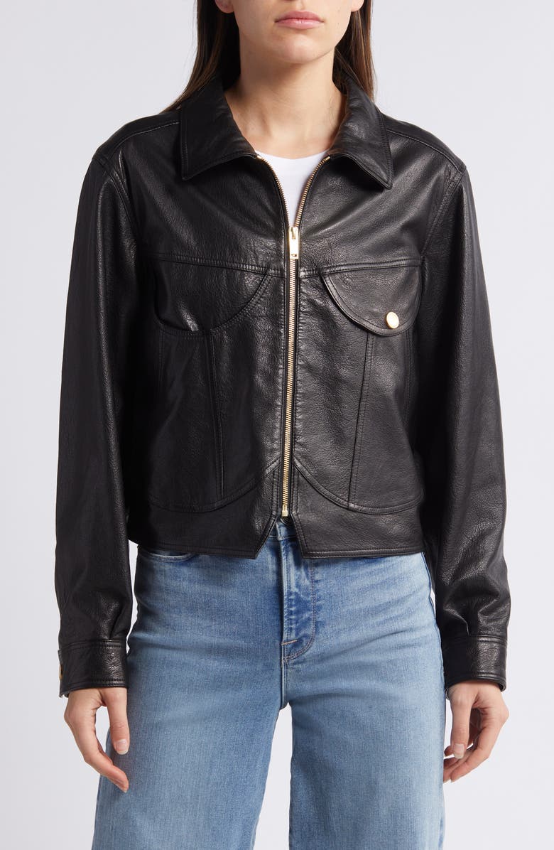 FRAME Heart Leather Jacket, Alternate, color, 