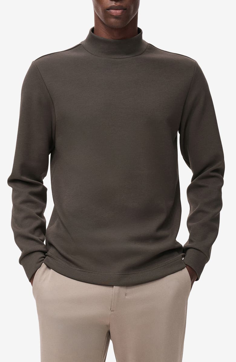 MANGO Slim Fit Long Sleeve Mock Neck Thermolite<sup>®</sup> T-Shirt, Main, color, Mink Grey