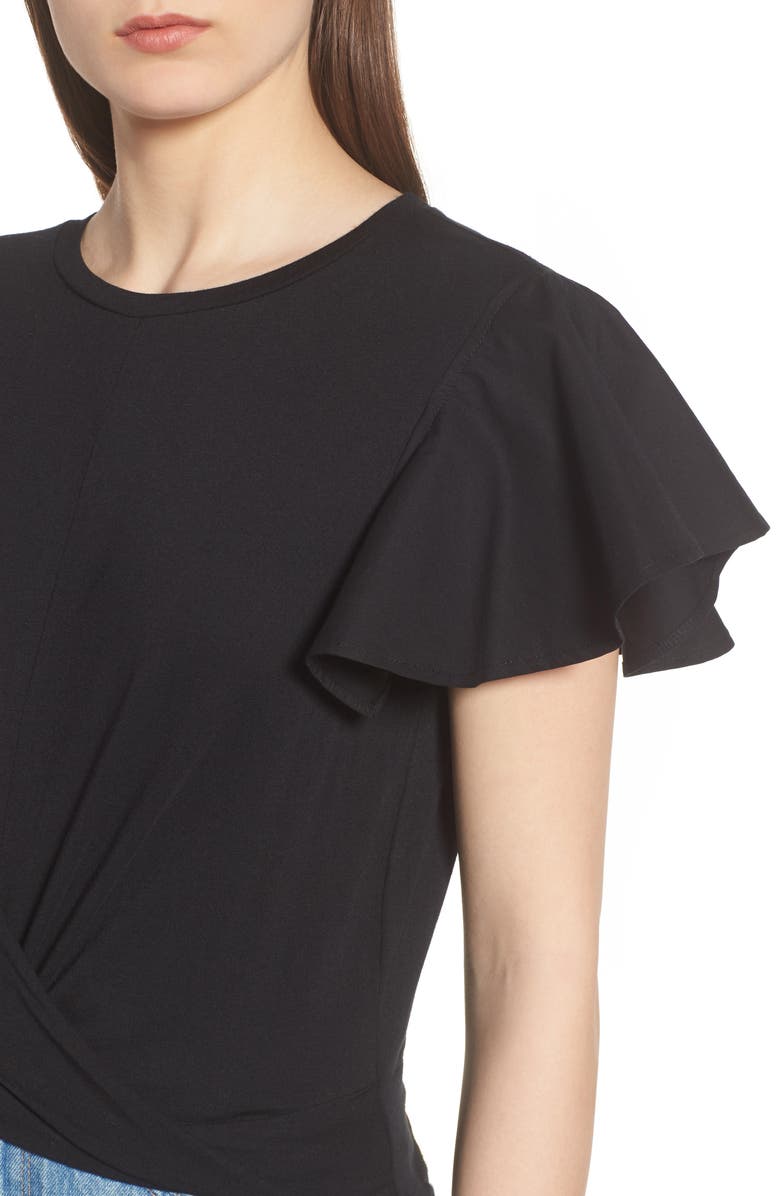 BP. Ruffle Sleeve Twist Hem Tee, Alternate, color,