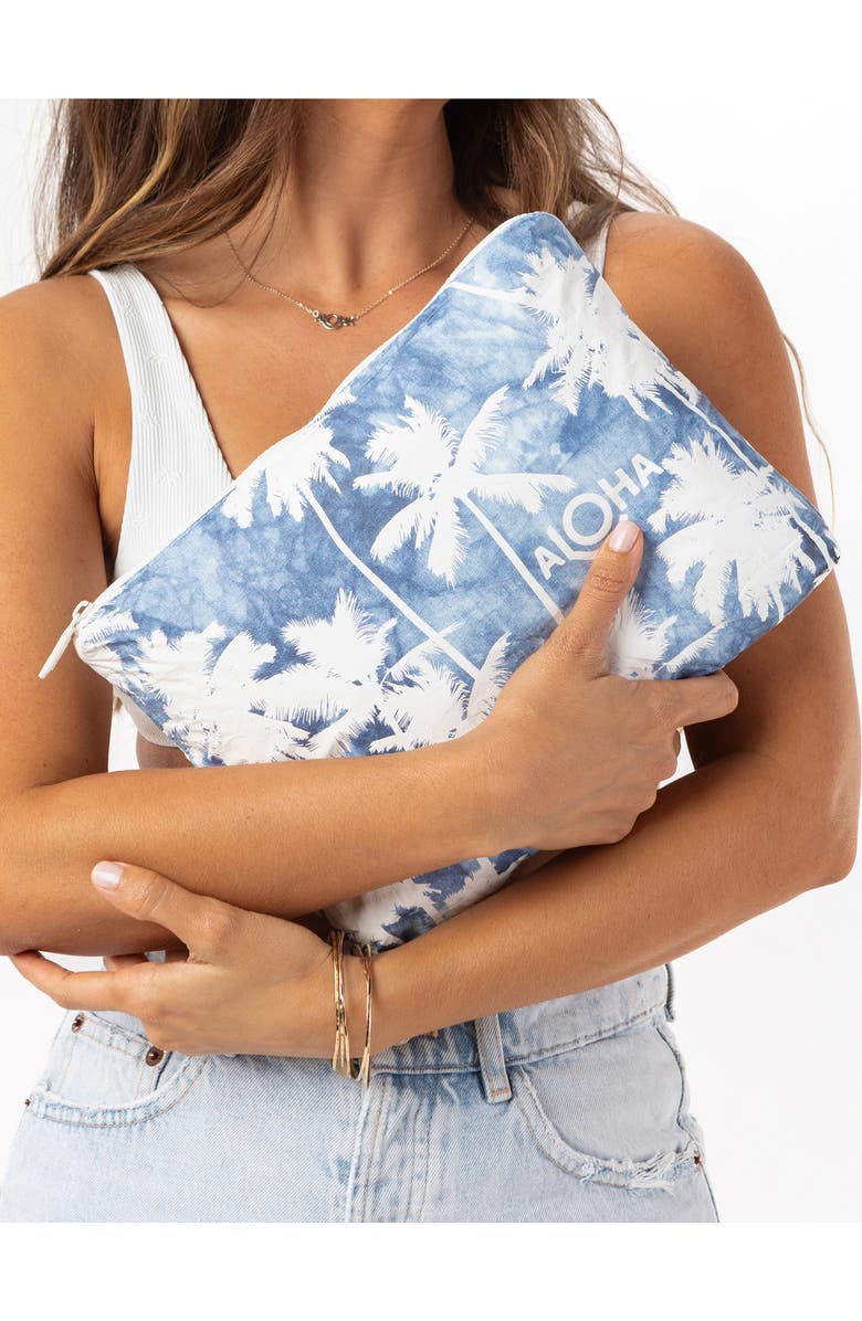 Aloha Collection Mid Coco Palms Water Resistant Zip Pouch, Alternate, color, Indigo