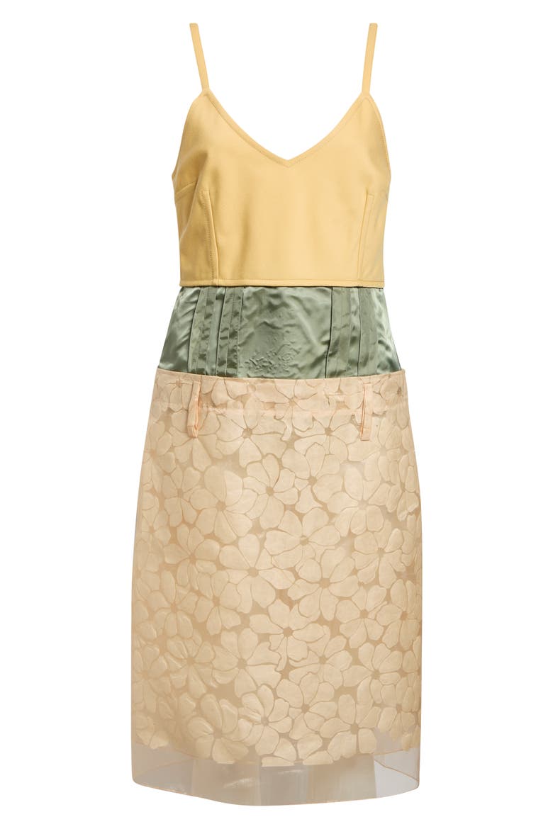 Mixed Media Floral Organza & Satin Waist Dress, Alternate, color, 00W18 BAMBOO