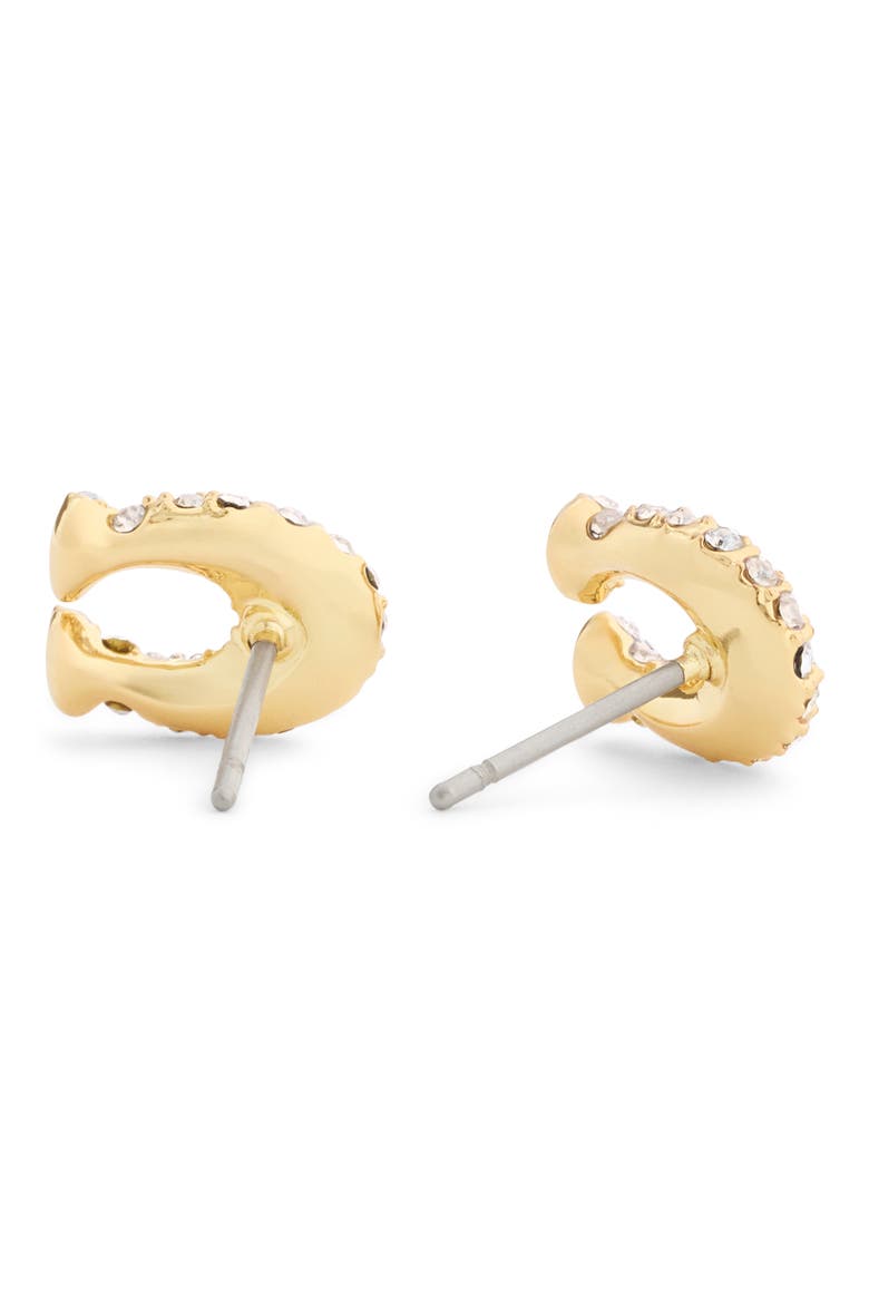 Pavé Signature C Stud Earrings, Alternate, color, SHINY GOLD