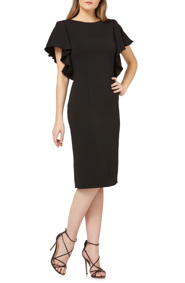 Carmen Marc Valvo Infusion Flutter Sleeve Sheath Dress, Main, color,