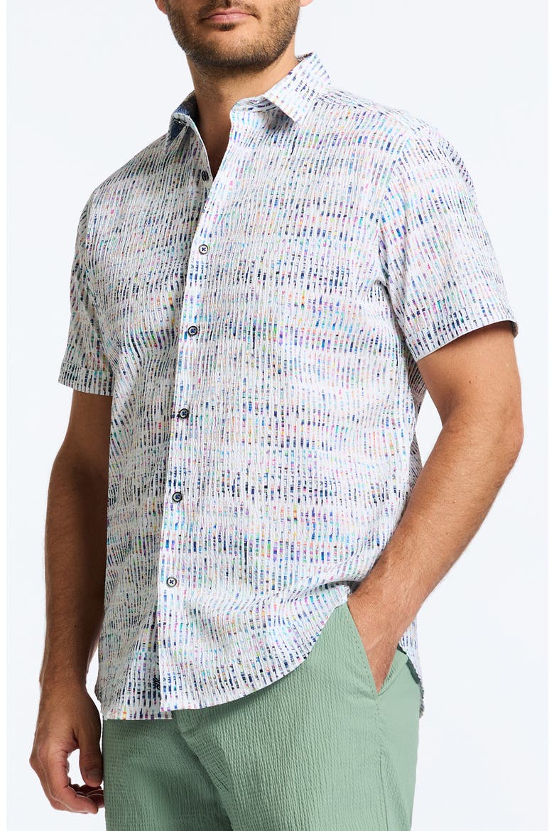 Ponza Stripe Short Sleeve Cotton Seersucker Button-Up Shirt, Alternate, color, BLUE/ WHITE MULTI