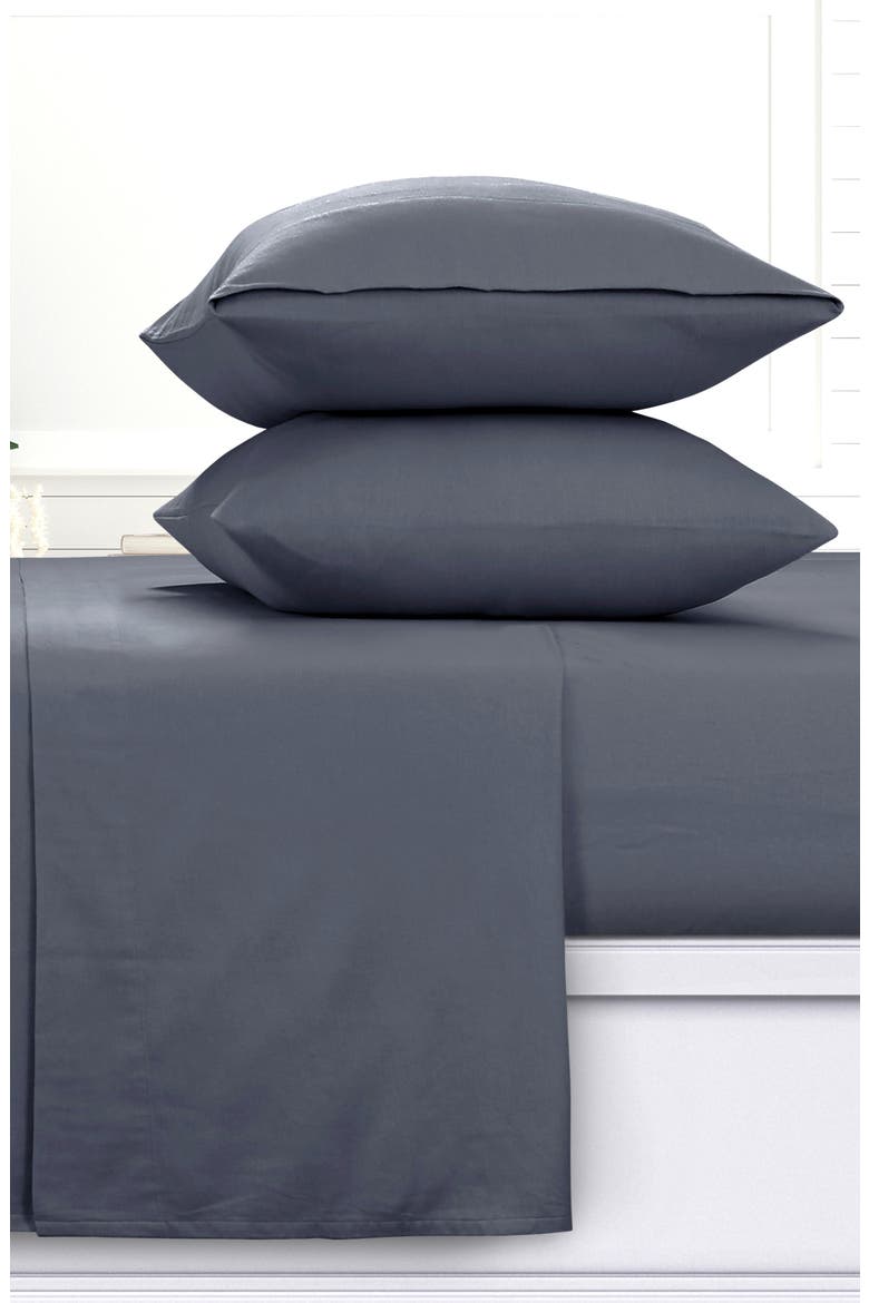 Solid Cotton Flannel Sheet Set, Alternate, color, THUNDERCLOUD BLUE
