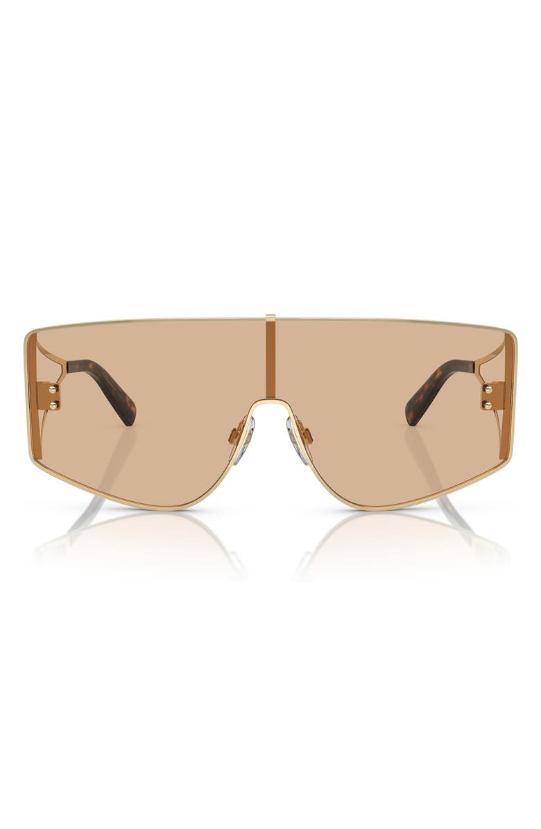 Dolce&Gabbana 144mm Shield Sunglasses, Alternate, color, Light Gold