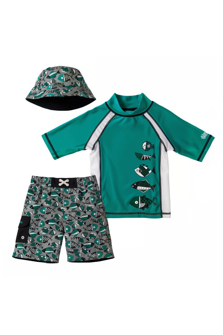 3PC Sun & Swim Set, Alternate, color, Green Aztec Fish