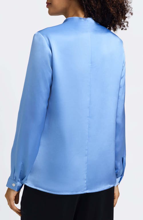 Foxcroft Rosale Ruffle Placket Button-up Shirt In Blue