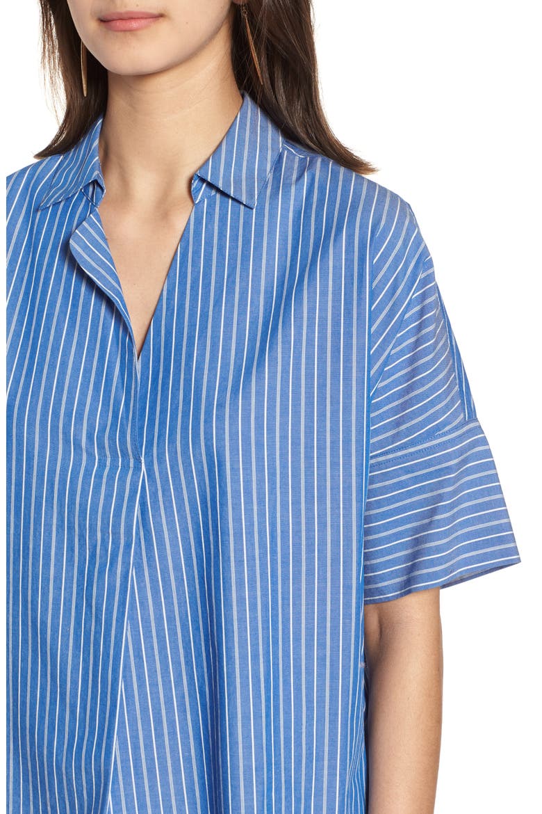 Courier Stripe Button Back Shirt, Alternate, color, MIDNIGHT SEA