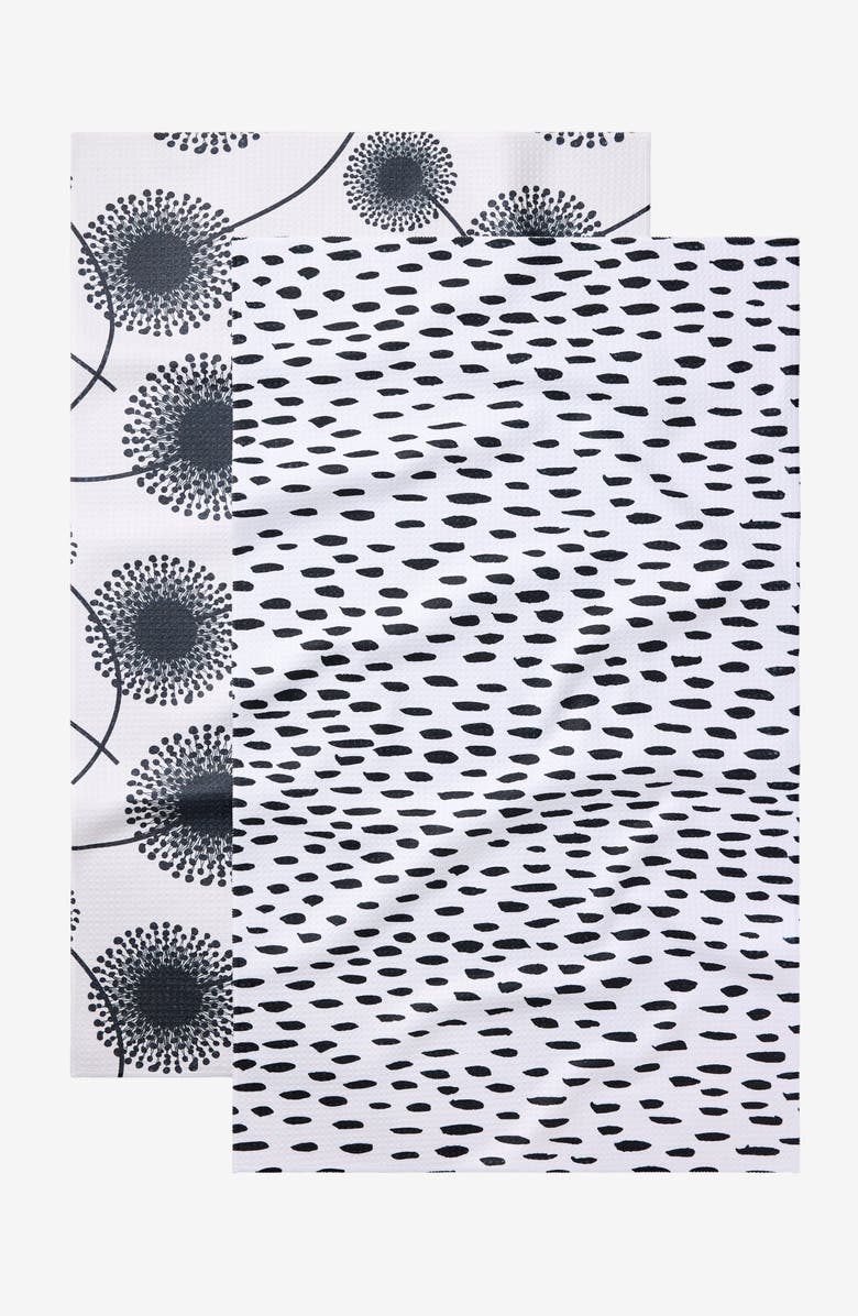 Geometry Kitchen Tea Towel Set, Main, color, Noir Blooms